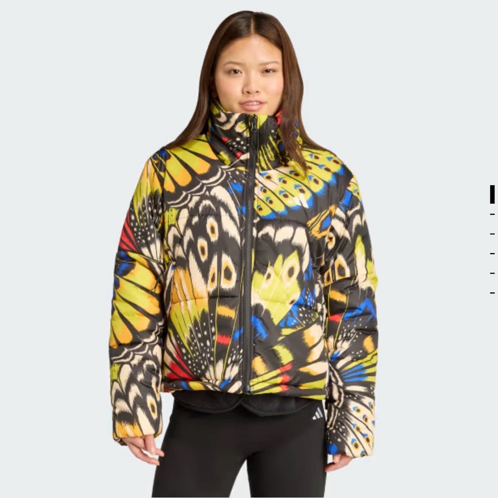 Adidas Farm Rio Multicolor Butterfly Print Puffer Jacket NWT - Picture 2 of 5